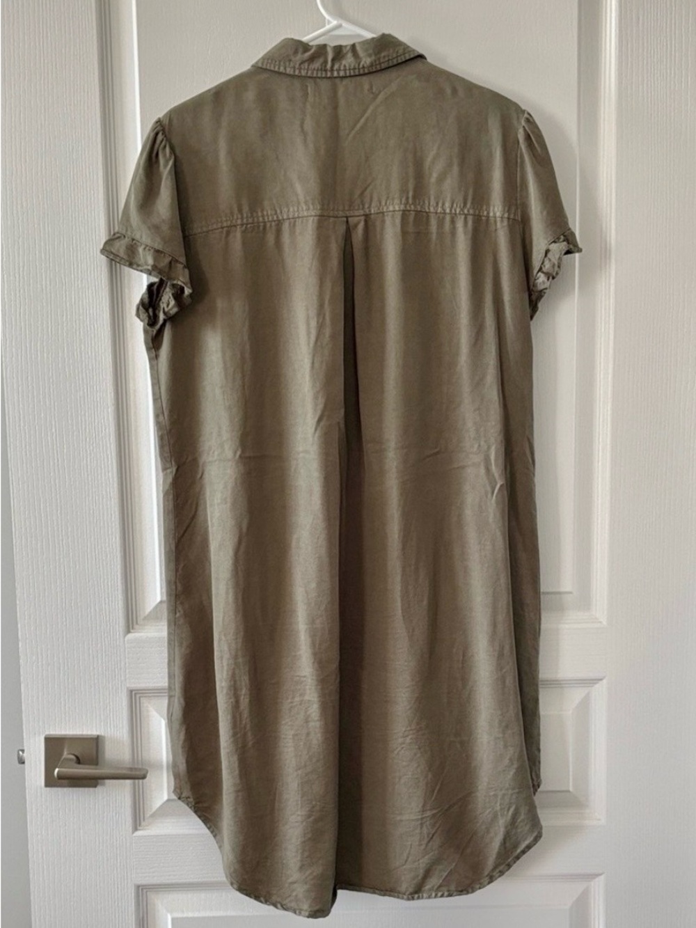 Casual Olive Green Shirt Dress - Picture 5 of 6